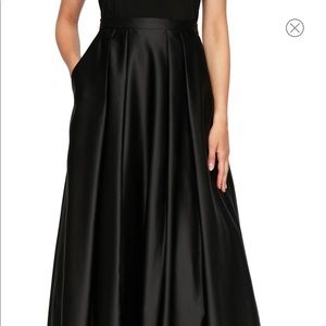 Alex evening long black satin skirt